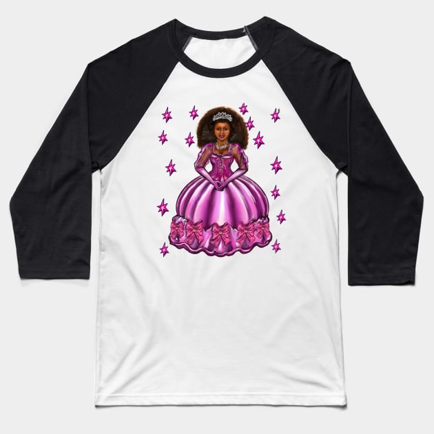 Princess -  Black Afro Princess in purple with stars  7 ! beautiful  black girl with Afro hair, brown eyes and dark brown skin. Hair love ! Baseball T-Shirt by Artonmytee